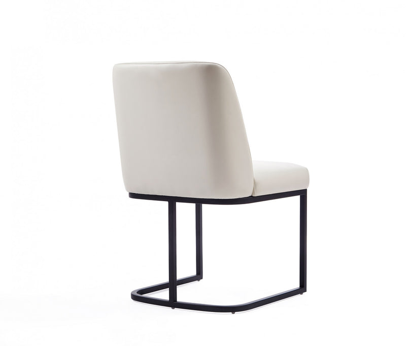 Serena Modern Metal Vegan Leather Dining Chair in Ivory - Set of 2