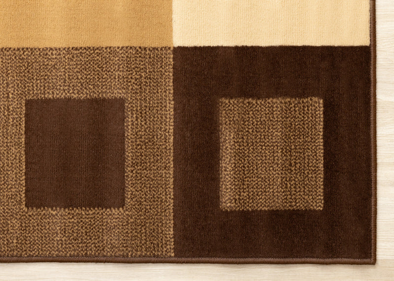 Florence Brown Beige Layered Squares Rug, 5'3\" x 7'5\" Indoor Area Rug