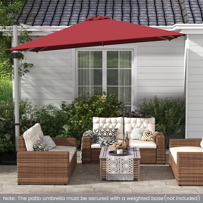 Costway 10 FT Patio Cantilever Umbrella Outdoor Aluminum Hanging Offset Umbrella w/ 360° Rotation Red