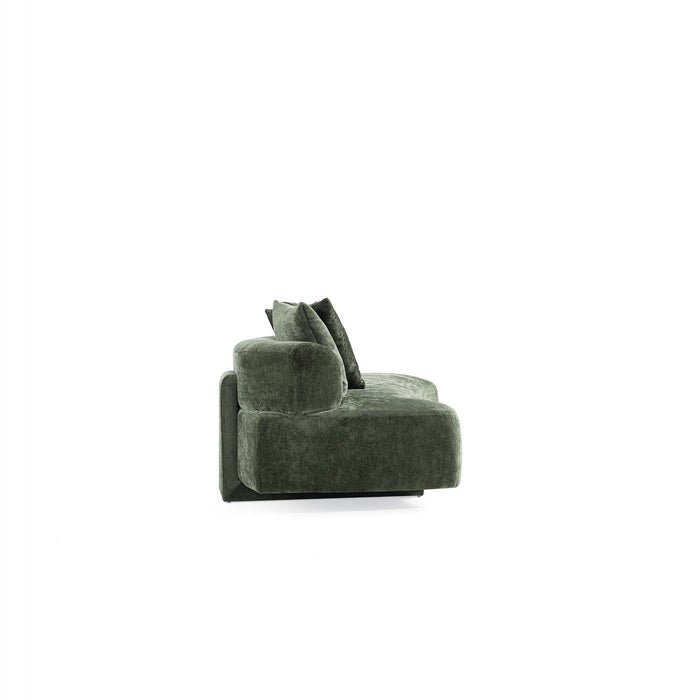 Verandah Mid-Century Modern 91\" Chenille Sofa in Olive Green