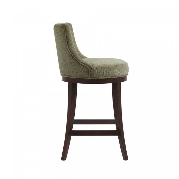 Lucia Modern Wood Upholstered Chenille Barstool in Leaf Green Bar Stool