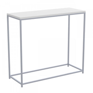31” Modern Console Table - White With Silver Metal