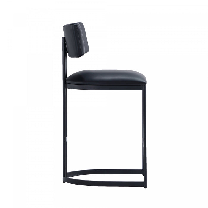 Juno Contemporary Modern Vegan Leather Metal Counter Stool in Black