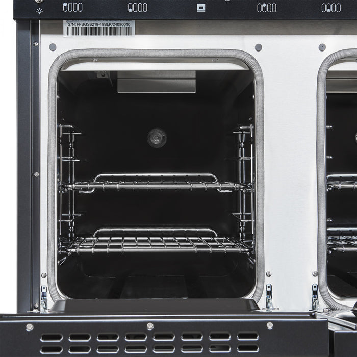Forno Antico 48\" Gas Range, Black, Double Ovens, -FFSGS6219-48BLK