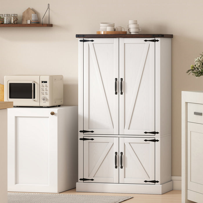 HOMCOM Pantry Cabinet, Kitchen Storage Cabinet with 6 Door Racks, White
