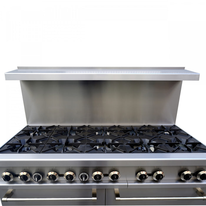 FORNO Commerciale 60 Inch Stainless Steel Gas Range, 10 Burners, 300,000 BTU Total - FCMGR0093-60
