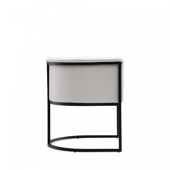 Cosmopolitan Mid-Century Modern Vegan Leather Metal Dining Chair in Ivory - Set of 2