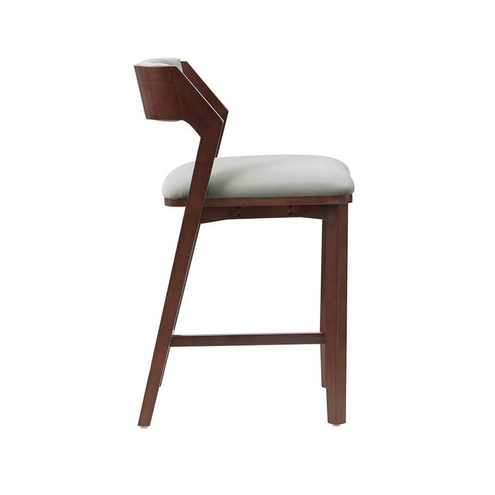 Patricia Modern Wood Upholstered Counter Stool in White Glacier - Set of 2