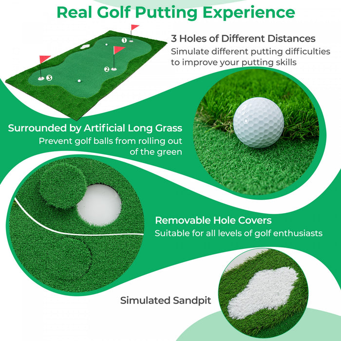 Costway 10 X 5 Ft Golf Putting Green Professional Golf Training Mat With 2 Golf Balls