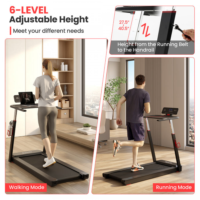 Superfit 3hp Running Machine Folding Treadmill Adjustable Height App Control Table Board