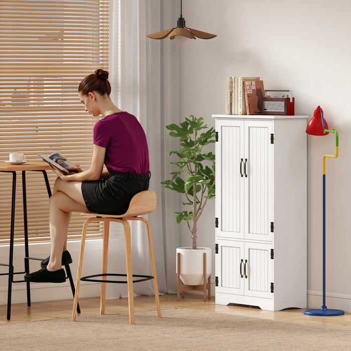 HOMCOM 48\" Kitchen Pantry, Kitchen Storage Cabinet with Shelves, White
