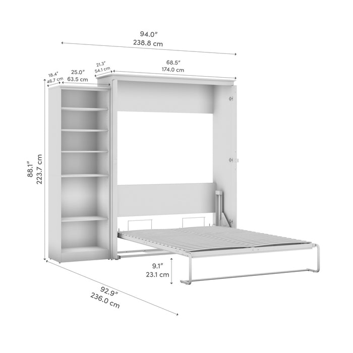 Bestar Key West Queen Murphy Bed with Closet Organizer (94 W) - Linen White Oak