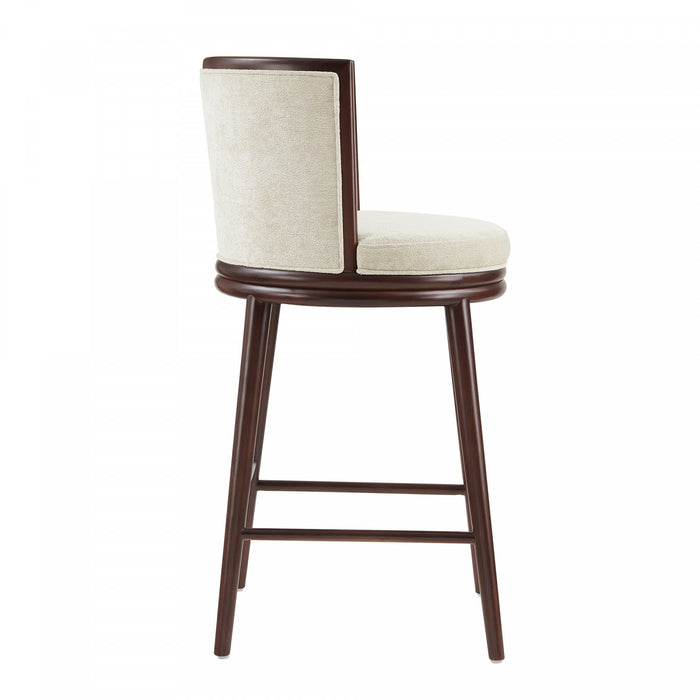 Evalyn Modern Wood Upholstered Barstool in Cream