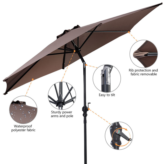 Costway 9ft Patio Umbrella Market Steel Tilt w/ Crank Outdoor Yard Garden Tan