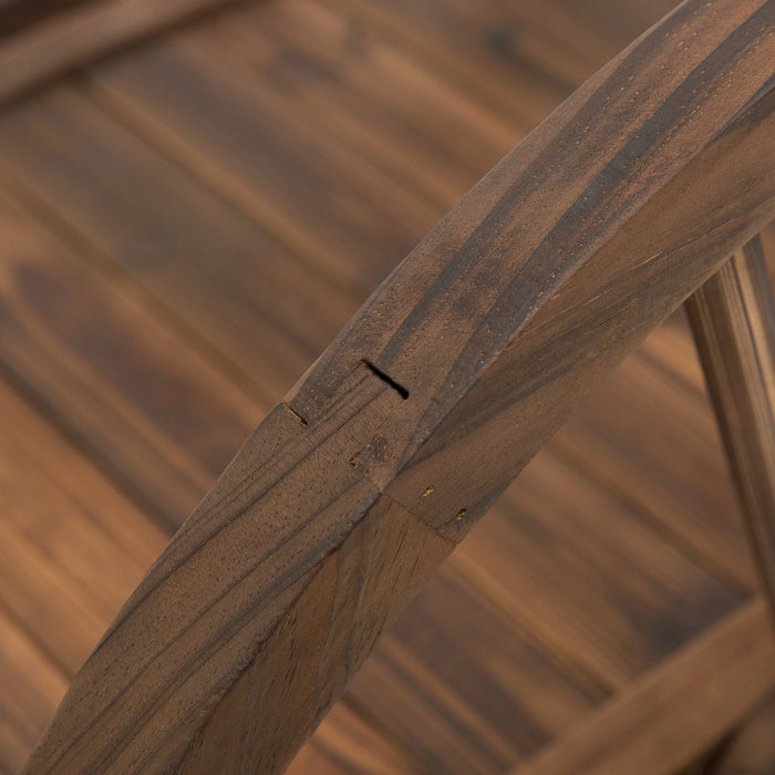 Outsunny 3.3ft Wooden Garden Bridge Arc Stained Finish Walkway With Half Wheeled Railings, Stained Wood