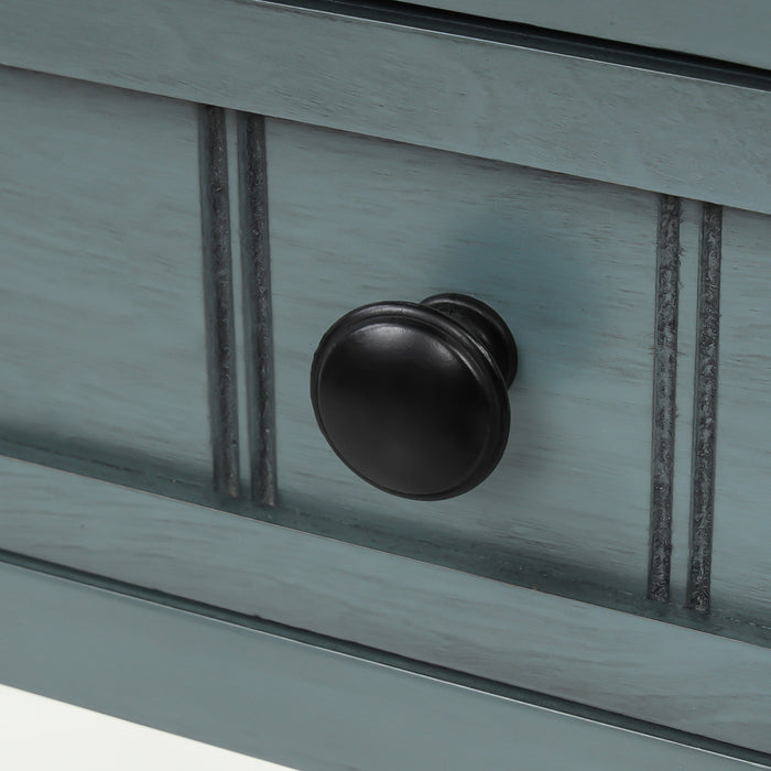 Olivia Solid Wood Console Table With Drawers And Bottom Shelf - Blue