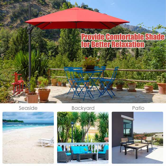 Costway 10'x13' Patio Offset Cantilever Umbrella Aluminum 360° Rotation Tilt Orange