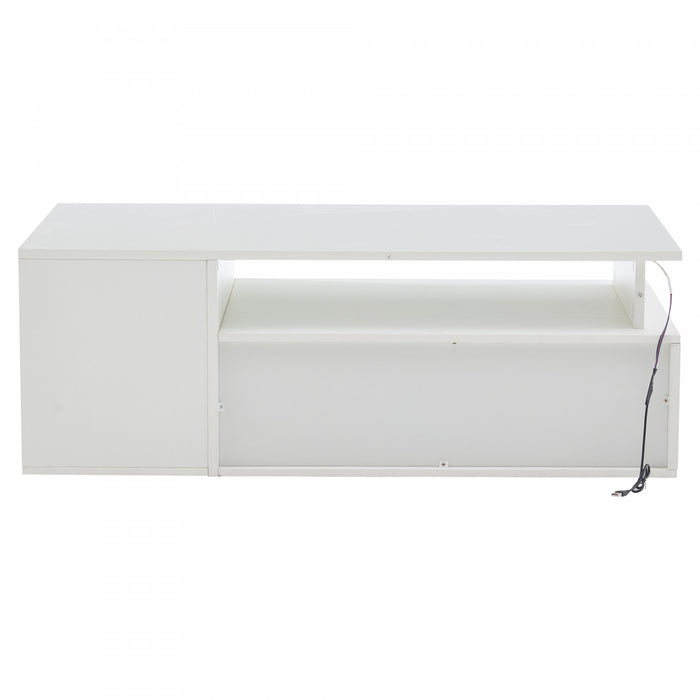 Daniel Coffee Table with LED Lights and Storage Drawers,White