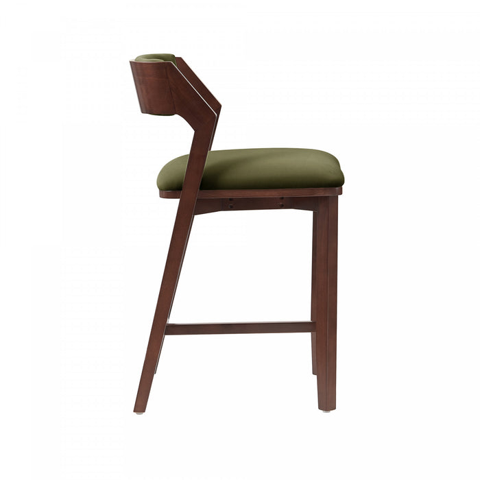 Patricia Modern Wood Upholstered Counter Stool in Turtle Green Bar Stool
