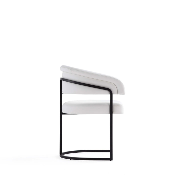 Augusta Modern Metal Vegan Leather Dining Chair in White
