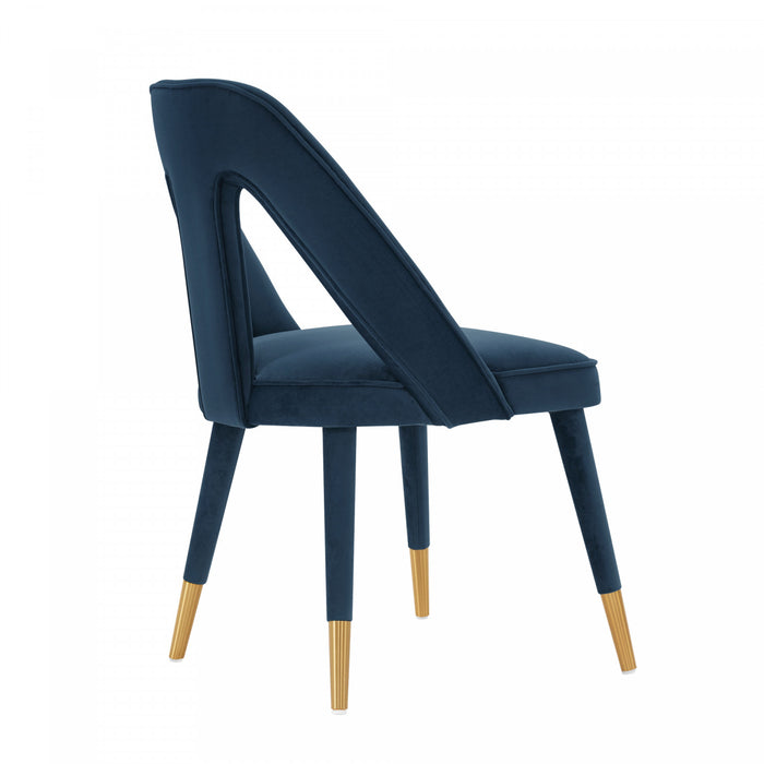 Neda Modern Upholstered Velvet Dining Chair in Midnight Blue - Set of 2