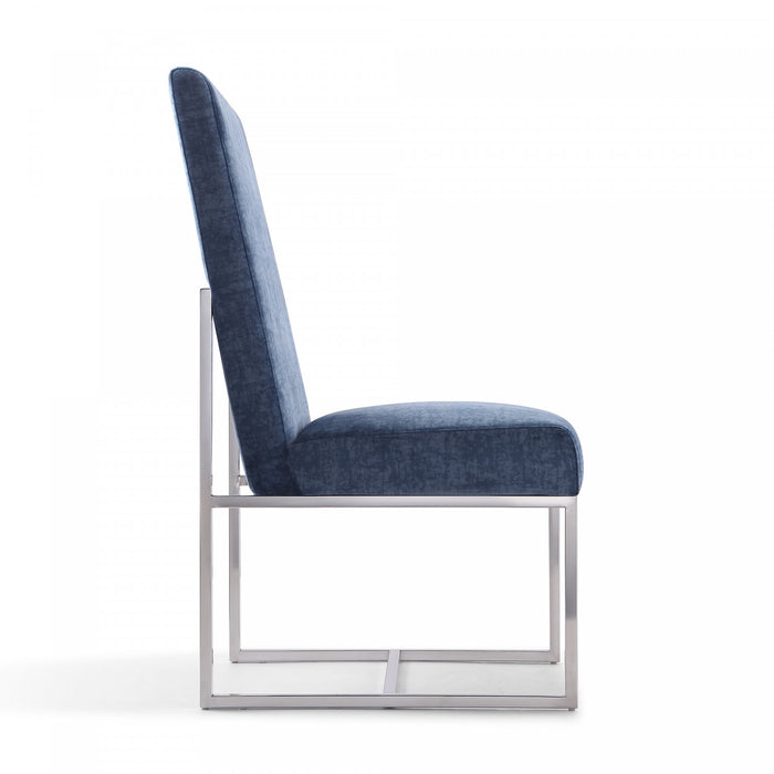 Element Modern Velvet Metal Dining Chair in Blue - Set of 2