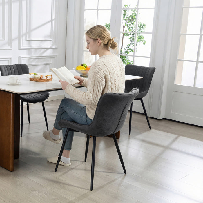 HOMCOM Dining Chairs Set of 4 with Backrest and Steel Legs, Black