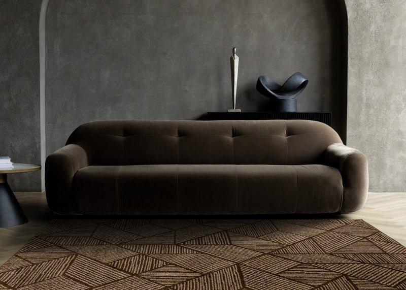 Covington Brown Taupe Striped Geometric Design Rug, 6'7\" x 9'10\" Indoor Area Rug