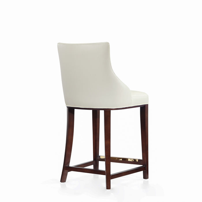 Shubert Modern Wood Upholstered Counter Stool in Ivory - Set of 2