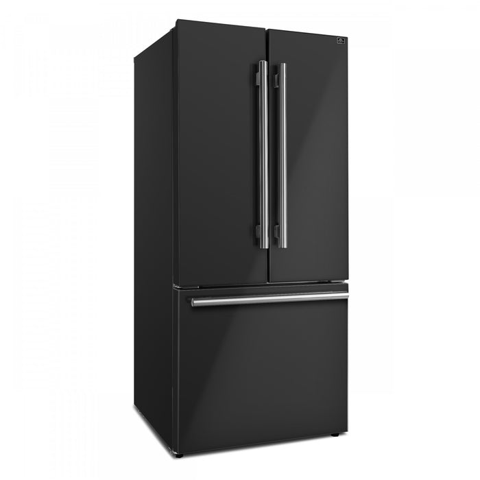 Forno Espresso Gallipoli 30-inch French Door Black Refrigerator, 17.5 cu.ft. - FFFFD1974-31BLK