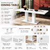 Vero 71 Inch Modern Rectangular Dining Table with Dual Pedestal Base and Marble Effect Finish, White Marble | Vero Table a Manger Rectangulaire Moderne 71 po avec Base a Double Piedestal et Finition Effet Marbre, Marbre Blanc