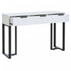 Horizon Modern Console Table with Geometric Drawers and Gold Frame, White/Black | Horizon Table Console Moderne avec Tiroirs Geometriques et Cadre Dore, Blanc/Noir