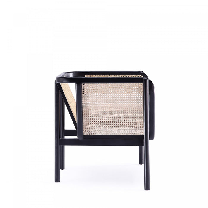 Versailles Industry Chic Cane Wood Accent Armchair in Cream - Set of 2