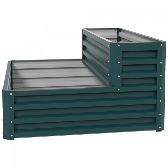 Outsunny 2 Tier Raised Garden Bed Galvanized Steel Planter Box, Green
