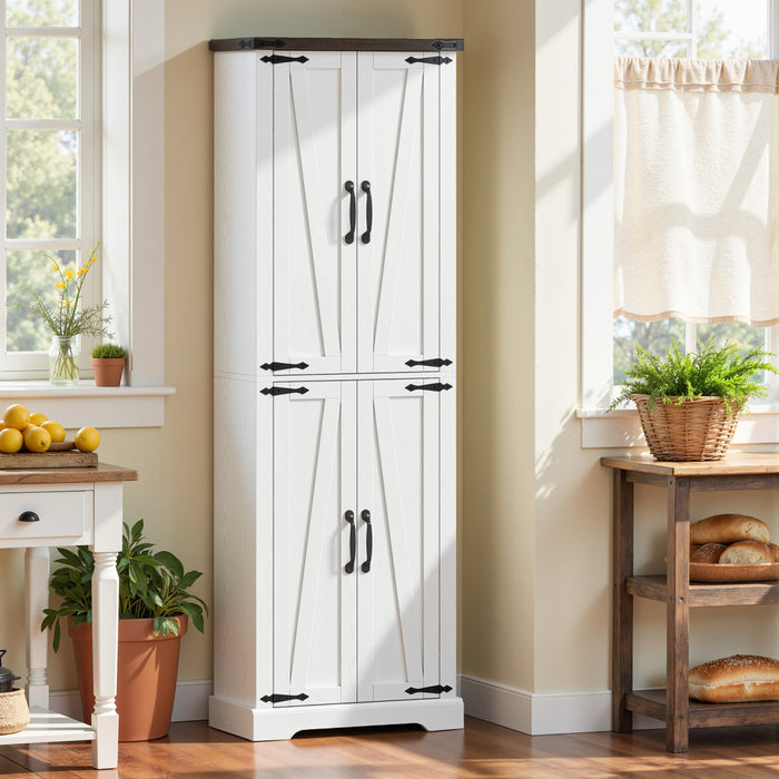 HOMCOM 72\" Pantry Cabinet, Kitchen Storage Cabinet for Dining Room, White