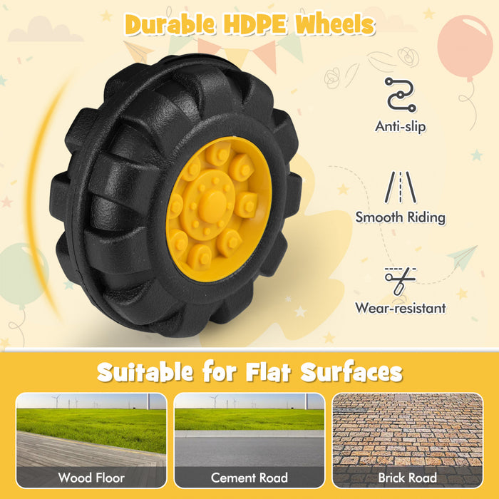 Costway Kids Ride On Excavator With Realistic Sound Effects Big Bucket 3 Toy Stones Helmet