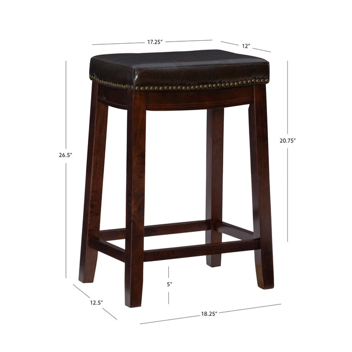 Claridge Faux Leather Brown Backless Counter-Height Stool - Set of 2