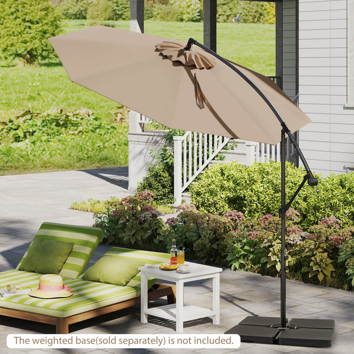 Costway 10FT Patio Offset Hanging Umbrella Easy Tilt Adjustment 8 Ribs Backyard Tan