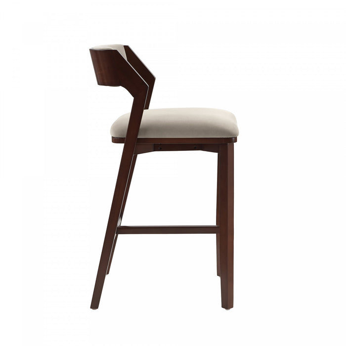 Patricia Modern Wood Upholstered Barstool in Linen Bar Stool