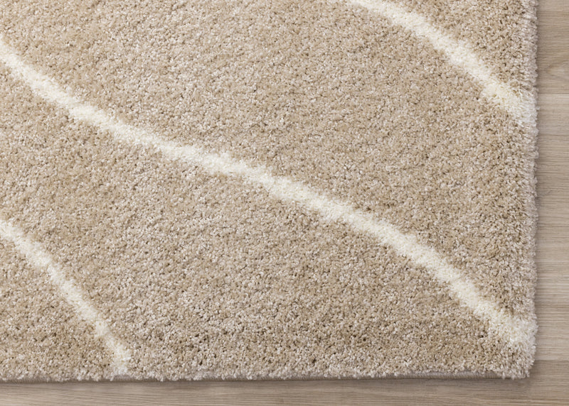 Fairmont Taupe Cream Curved Lines Rug, 7'10\" x 10'6\" Indoor Area Rug