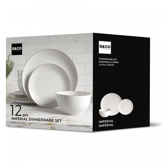 S&CO Home Imperial 12-Piece Porcelain Dinnerware Set