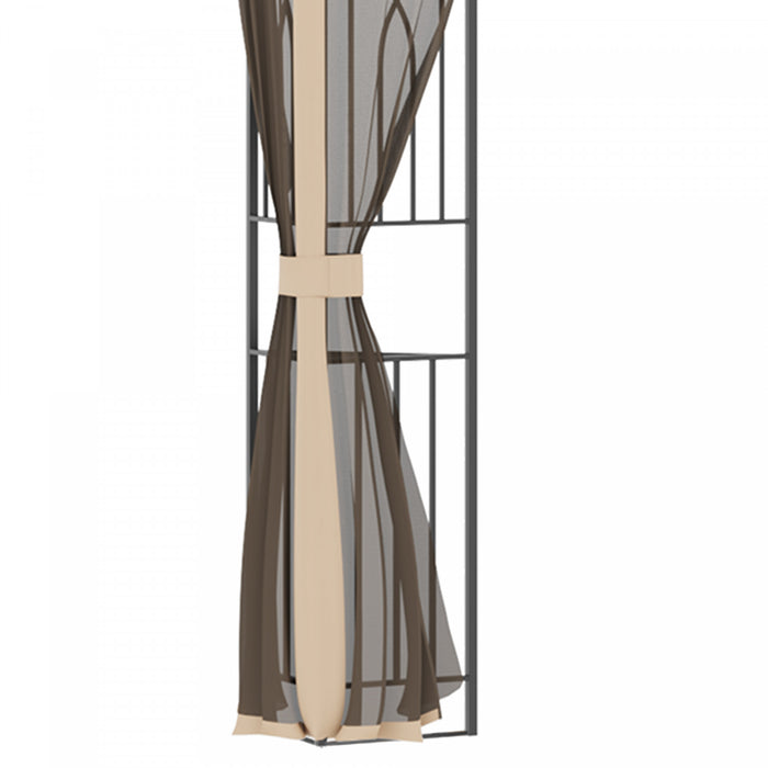 Outsunny 10' X 12' Patio Gazebo, Double roof Outdoor Canopy Shelter With Corner Frame And Mesh Netting For Garden, Lawn, Backyard And Deck, Brown