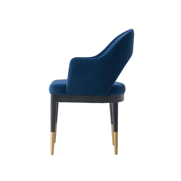 Carrington Modern Glam Upholstered Velvet Armchair in Midnight Blue