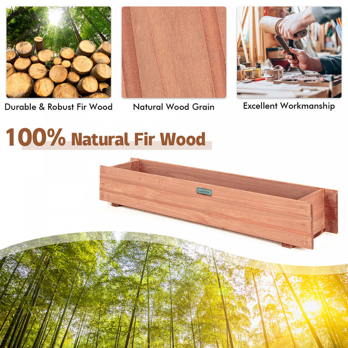 Costway 36 Inch Wooden Flower Planter Box Garden Yard Decorative Window Box Rectangular