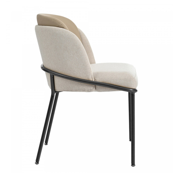 Olivia Set of 2 Modern Dining Chair with Slanted Legs and Adjustable Feet,Beige