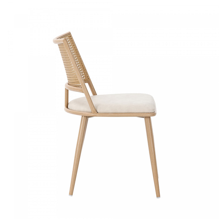 Oliver Modern Dining Chairs with PU Upholstered and PE Rattan Backrest Set of 6,Beige