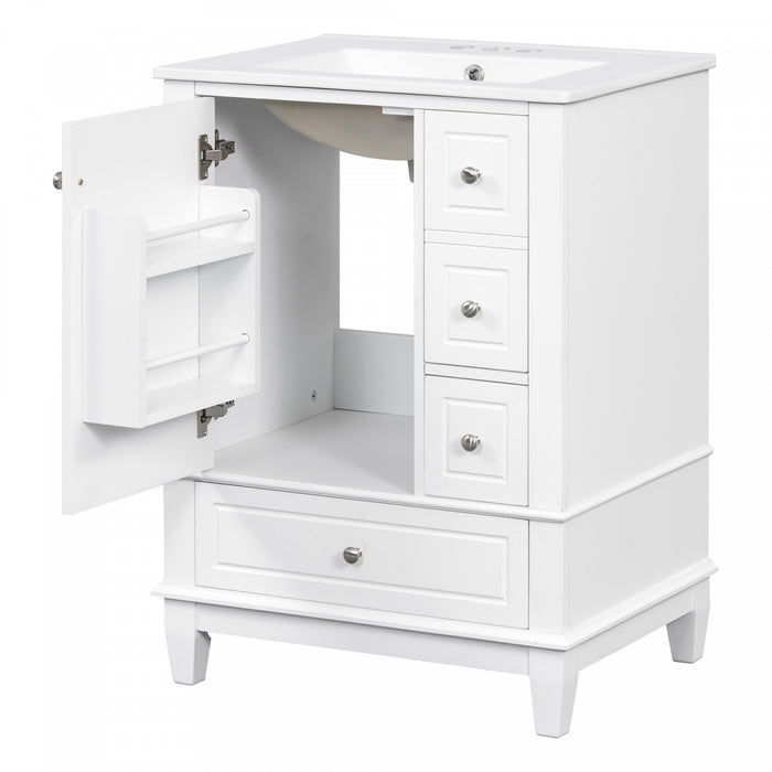 Sophia 24\" Bathroom Vanity with Ceramic Sink, White