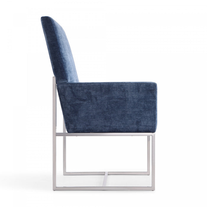Element Modern Velvet Metal Dining Chair in Blue - Set of 2