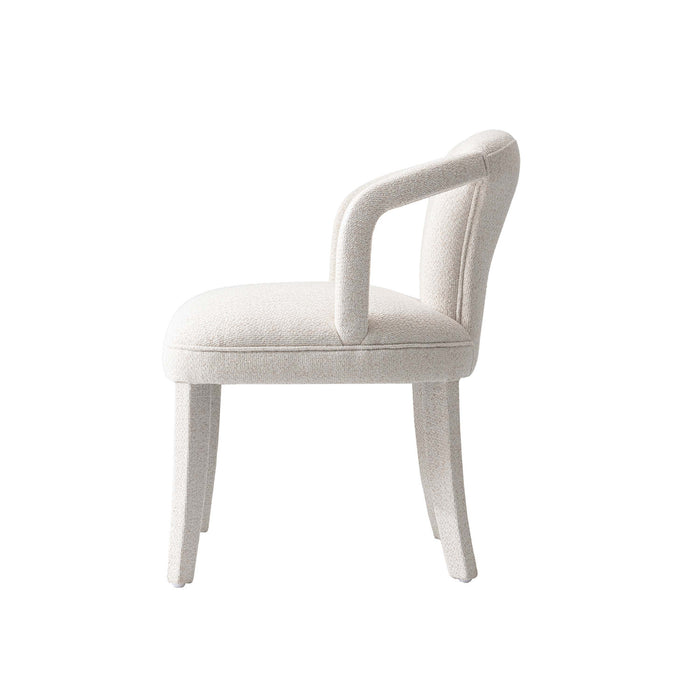 Palmer Mid-Century Modern Upholstered Tweed Armchair in Ivory - Set of 2 Dining Chair