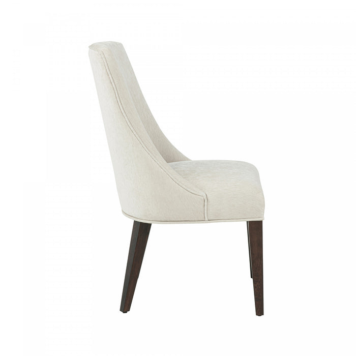 Beever Modern Wood Chenille Dining Chair in Cream - Set of 2